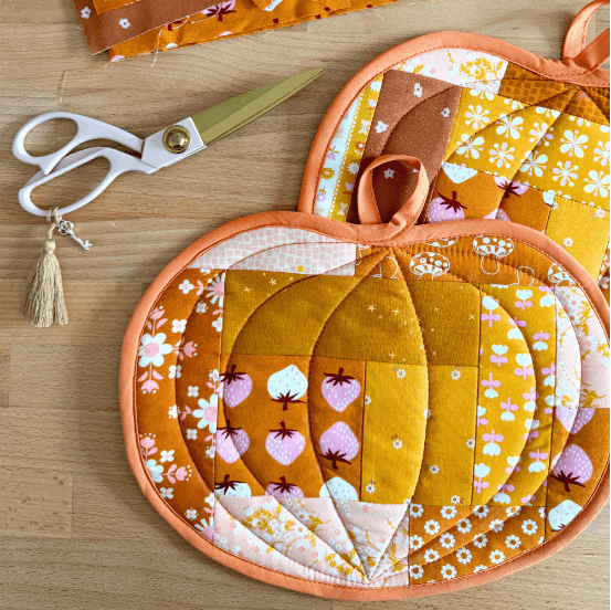 Quilted Pumpkin Pot Holder Free Pattern