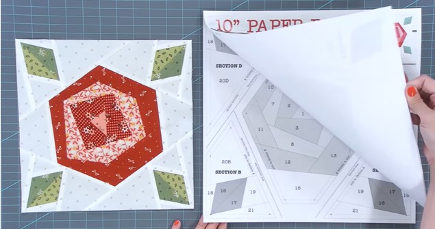 10 Inch Paper Roses quilt block Foundation paper