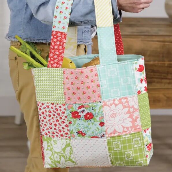 Charm square market bag quilt pattern