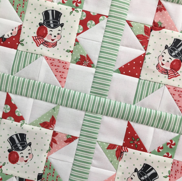Chrismas Mini quilt peppermint stripe fabric