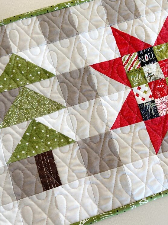 Christmas table runner pattern with christmas trees