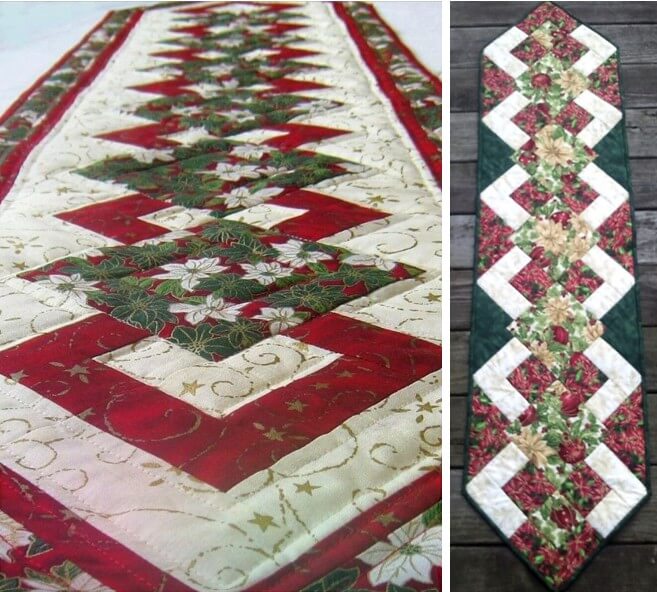 Holiday fabric Christmas Table runner free pattern
