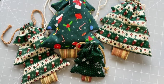 How to make a Christmas tree drawstring bag
