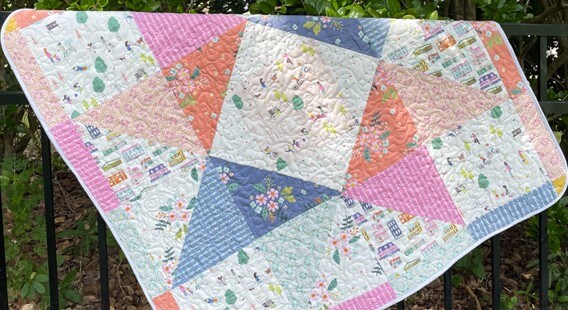Patchwork Star baby Quilt Fabric Community Citrus and Mint Riley Blake