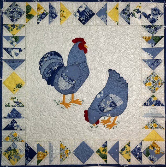 Peckish Chicken Table topper pattern country style decor