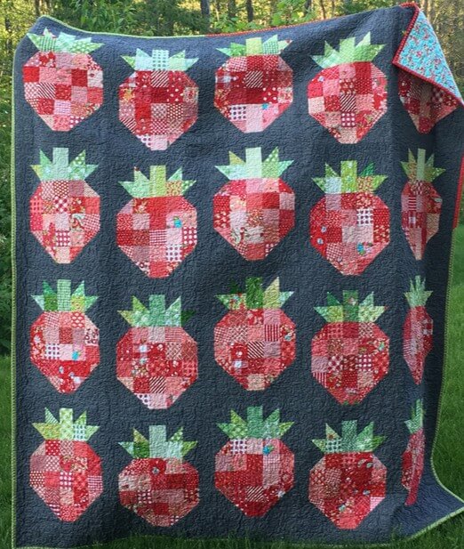 Strawberry scrappy quilt pattern for beginners