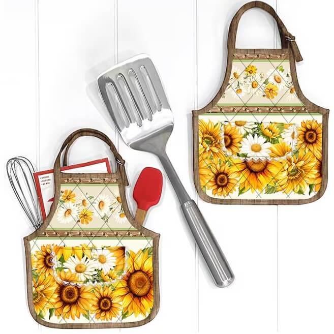 apron pot holders sunflowers fabric