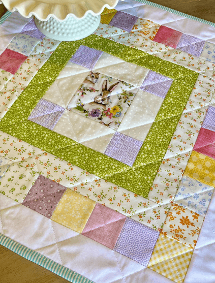 Bunny quilt table topper Simply Merry