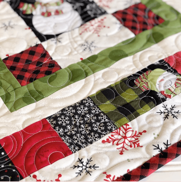 Christmas table topper quilt Christmas fabric scraps